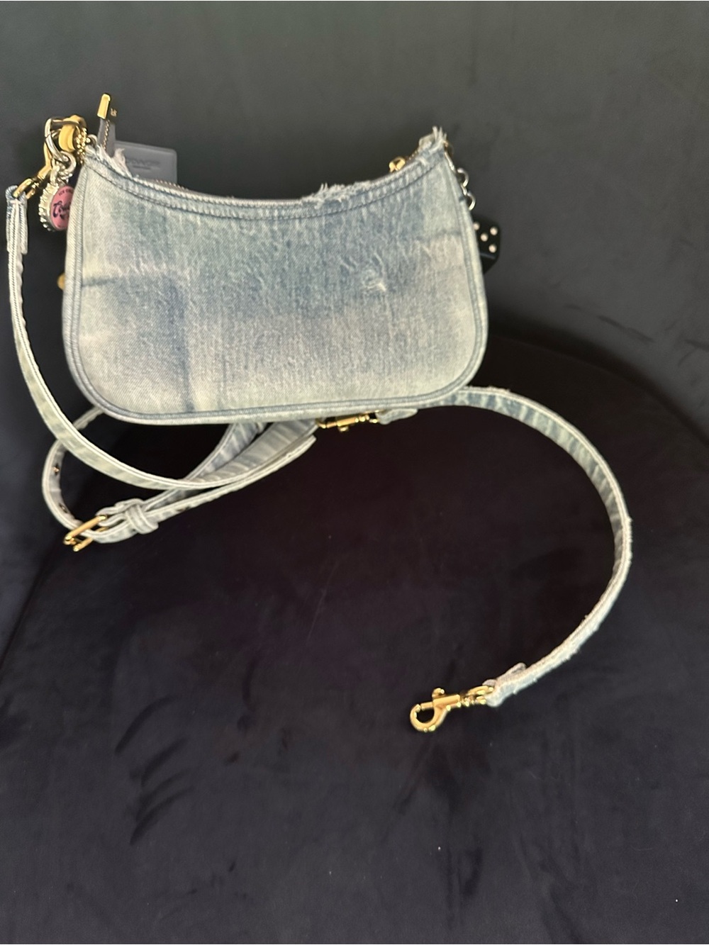Coach Loved Denim Teri Shoulder Bag with Charm Accents - Picture 5 of 8